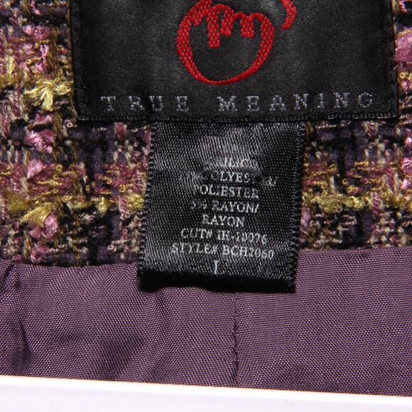 Vintage True Meaning Blazer Jacket Size Large Open front Plaid Peplum - Picture 5 of 10